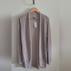 Chico's Travelers Kiley Cardigan Shimmer Sweater, Women's L, Gold.